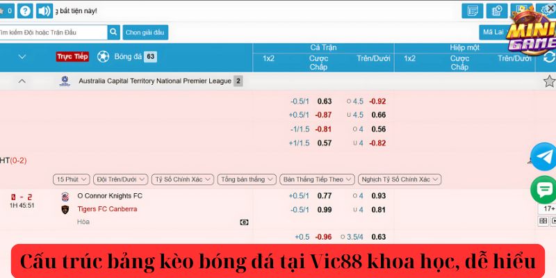 Cách xem bảng kèo bóng đá Vic88 chuẩn xác từ các cao thủ 2 Cấu trúc bảng kèo bóng đá tại Vic88
